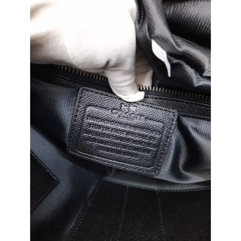 Coach Black Leather Double Handles Pushlock Briefcase Messenger Bag